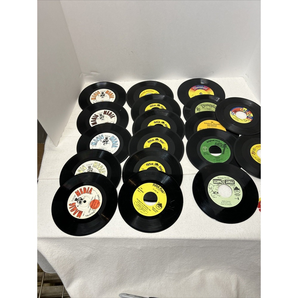Lot of 18 Vintage 45 Records Stories And Songs Disney Peter Pan Magic Media 70's
